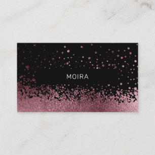 Modern Glitter Drop Rosegold Schwarz Business Card