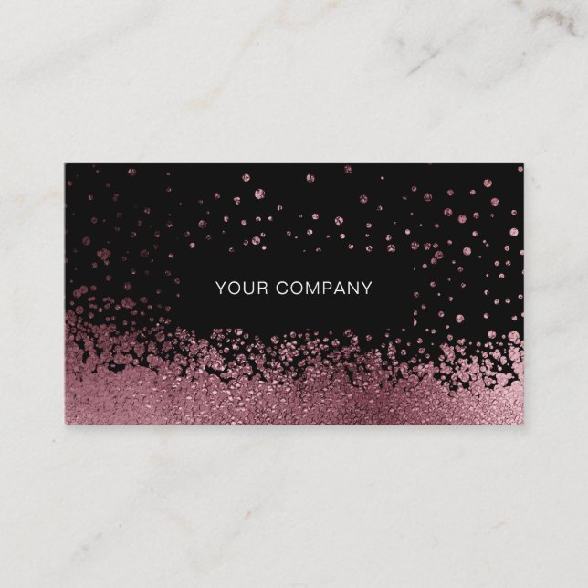 Modern Glitter Drop Rosegold Schwarz Business Card (Front)