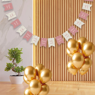 Modern Glitter Dusty Pink Graduation  Bunting