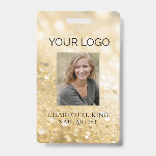 Modern Glitter Employee Photo ID Badge