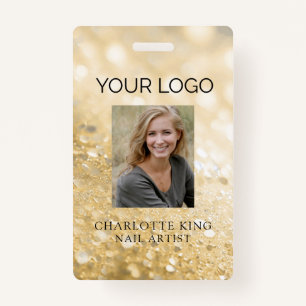 Modern Glitter Employee Photo ID Badge