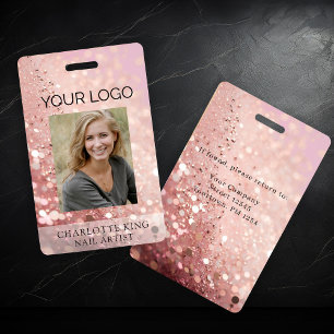 Modern Glitter Employee Photo ID Badge