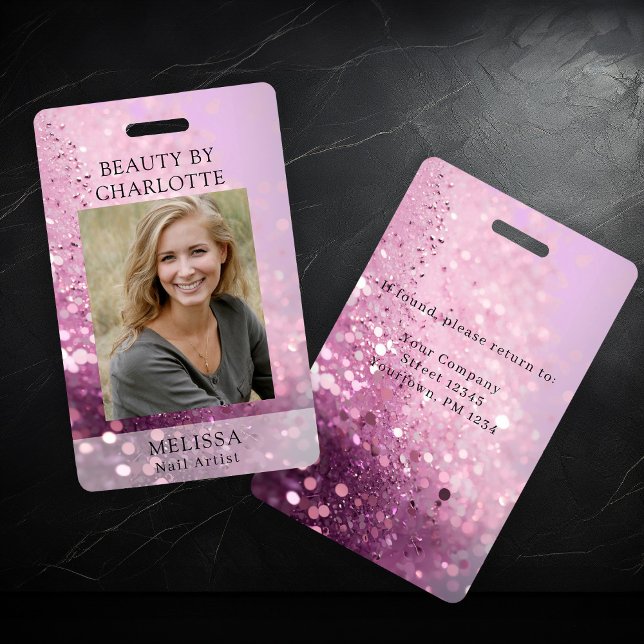 Modern Glitter Employee Photo ID Badge (Creator Uploaded)
