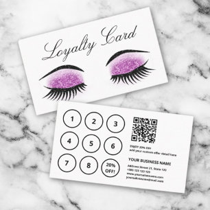 Modern Glitter Eyelashes Salon Loyalty Card