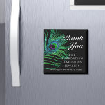 Modern Glitter Feather Boho Chic Thank You Magnet<br><div class="desc">Modern Glitter Feather Bho Chic Thank You Small Business Promotional Magnet features peacock feathers in green, blue and purple on a black background with the text "Thank You" in elegant modern calligraphy white script. All text and background colors are customizable. Personalize by editing the text in the text box provided....</div>
