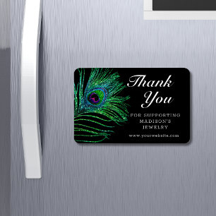 Modern Glitter Feather Boho Chic Thank You Magnet