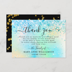 Modern Glitter Funeral Food Thank You Card