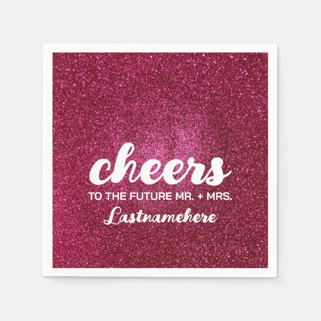 Modern Glitter Glam Sparkle Future Mrs. Cheers Napkin (Front)