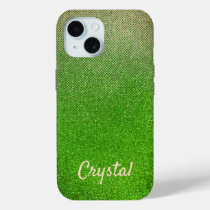 Modern Glitter Glam Sparkle Luxury Metallic Name iPhone 15 Case