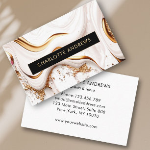 Modern Glitter Gold Marble Salon Business Card