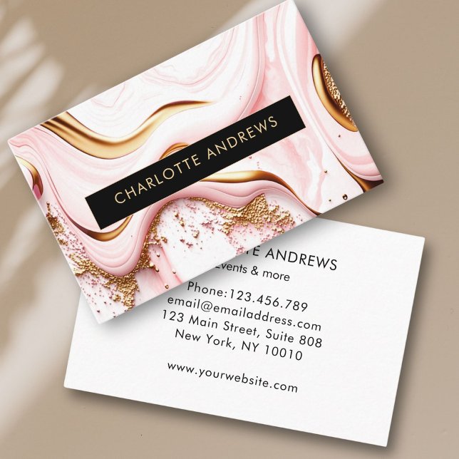 Modern Glitter Gold Marble Salon Business Card (Modern Glitter Gold Marble Salon Business Card)