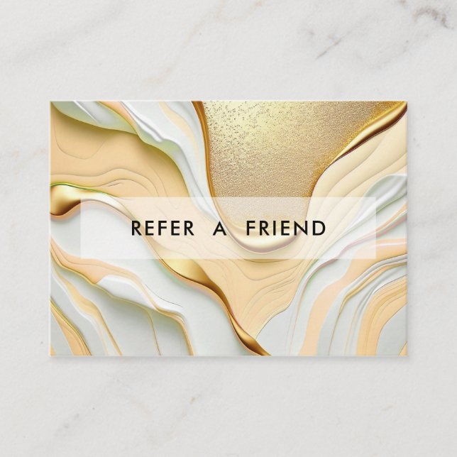 Modern Glitter Gold Marble Salon Discount Card (Front)