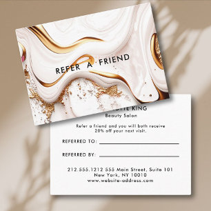 Modern Glitter Gold Marble Salon Discount Card