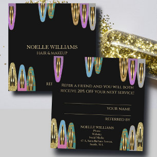 Modern Glitter Hair Clips Customer Referral Square Business Card