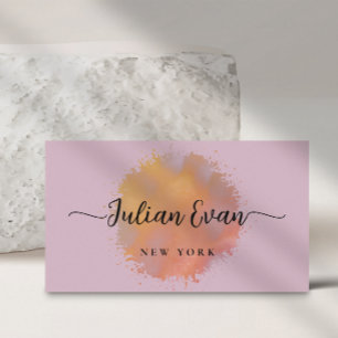 Modern Glitter Holographic Elegant Script Pink Business Card
