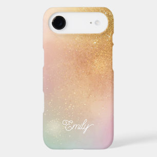 Modern Glitter Holographic Gold with Name