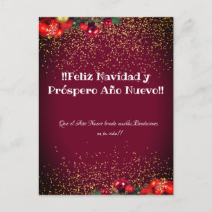 Modern Glitter Lettering Christmas Feliz Navidad Holiday Postcard