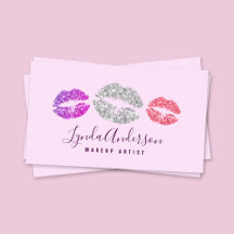 Modern glitter makeup artist business card