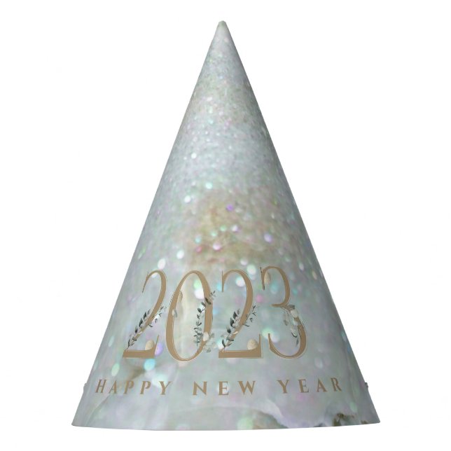Modern Glitter Marble Happy New Year 2021 Party Ha Hat (Front)