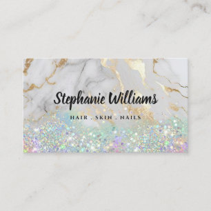 Modern Glitter Marble Makeup Artist Salon Business Card