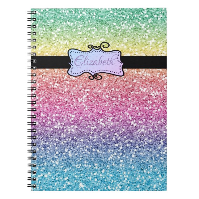 Modern Glitter Ombre ,Personalised Notebook (Front)