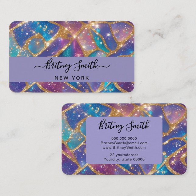 Modern glitter opal background business card (Front/Back)
