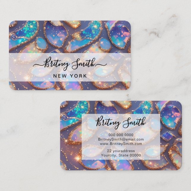 Modern glitter opal background business card (Front/Back)