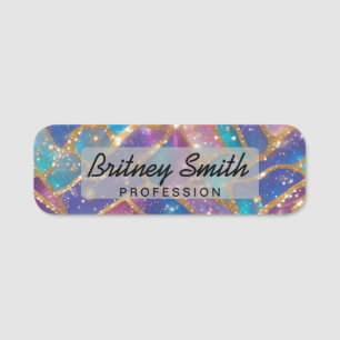 Modern glitter opal background name tag