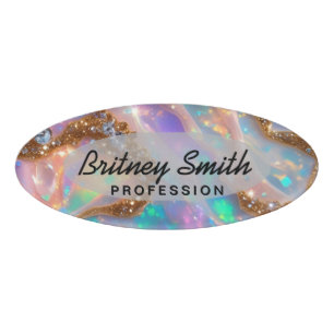 Modern glitter opal background name tag