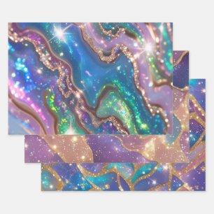 Modern glitter opal wrapping paper sheet