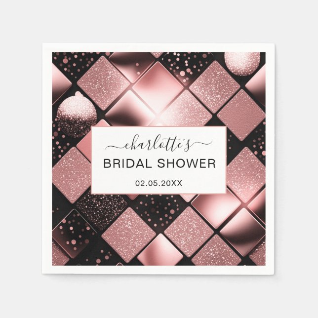 Modern Glitter Pattern Bridal Shower Napkin (Front)