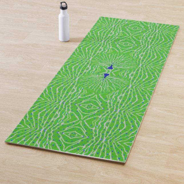 Modern glitter peacock feather yoga mat (In Situ)