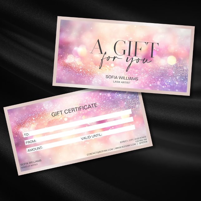 Modern Glitter Pink Certificate Gift Card (Creator Uploaded)