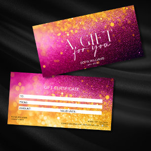 Modern Glitter Pink Certificate Gift Card