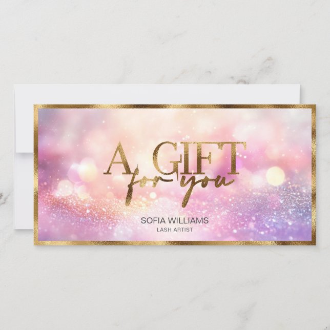 Modern Glitter Pink Certificate Gift Card (Front)