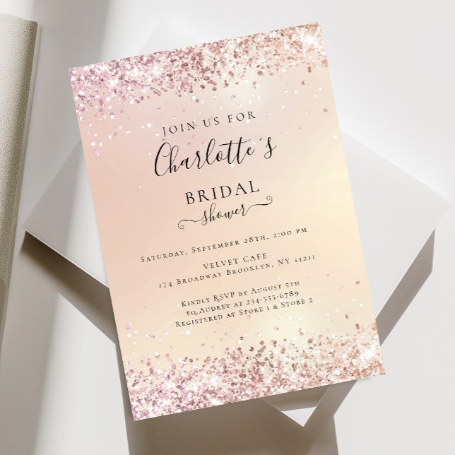 Modern Glitter Pink (Imitat Invitation) Invitation (Creator Uploaded)