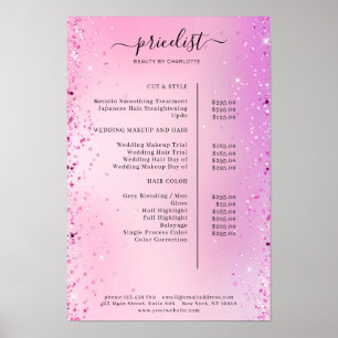Modern Glitter Price List Poster