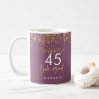 Modern glitter purple and gold 45h birthday