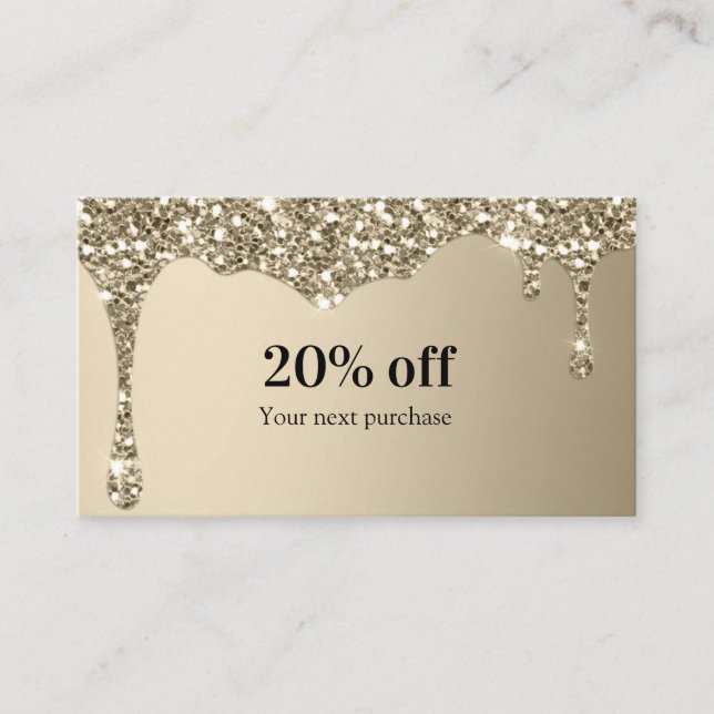 Modern Glitter Salon Discount Card (Front)