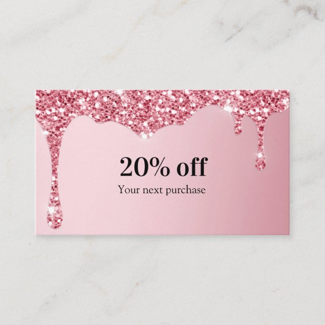 Modern Glitter Salon Discount Card (Front)