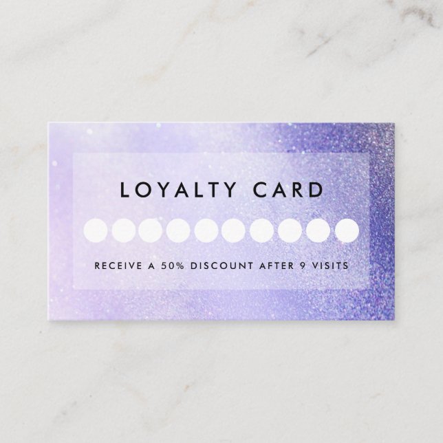 Modern Glitter Salon Loyalty Business Card (Front)