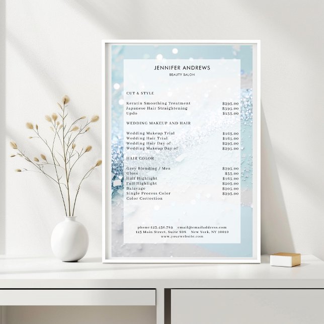Modern  Glitter Salon Price List Poster (Creator Uploaded)