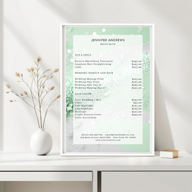 Modern  Glitter Salon Price List Poster (Creator Uploaded)