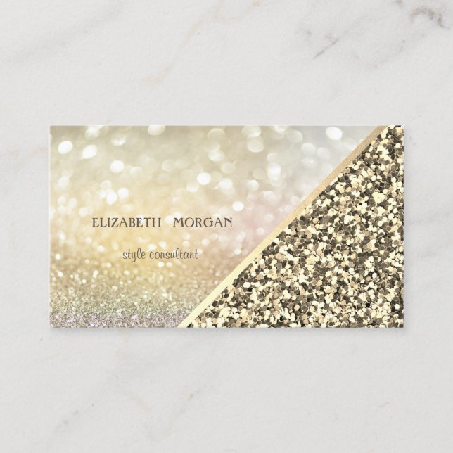 Modern Glitter Sequins Abstract Bokeh Business Card (Front)