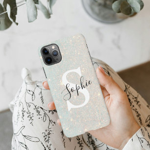 Modern Glitter Spark    Personal Initial Girly  iP iPhone 11Pro Max Case