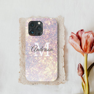Modern Glitter Spark Personal Initial Girly iPhone 13 Pro Case