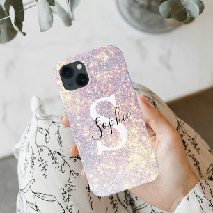 Modern Glitter Spark Personal Initial Girly iPhone 13 Case