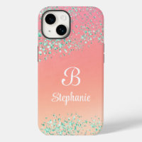 Modern Glitter Sparkle Stars Peach Orange Magical