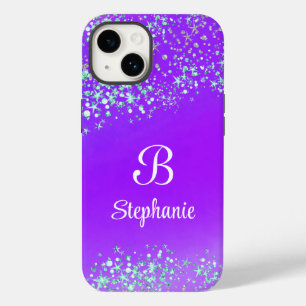 Modern Glitter Sparkle Stars Purple  Case-Mate iPhone 14 Case