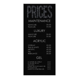 Modern Glitter Typography Salon Menu Cards